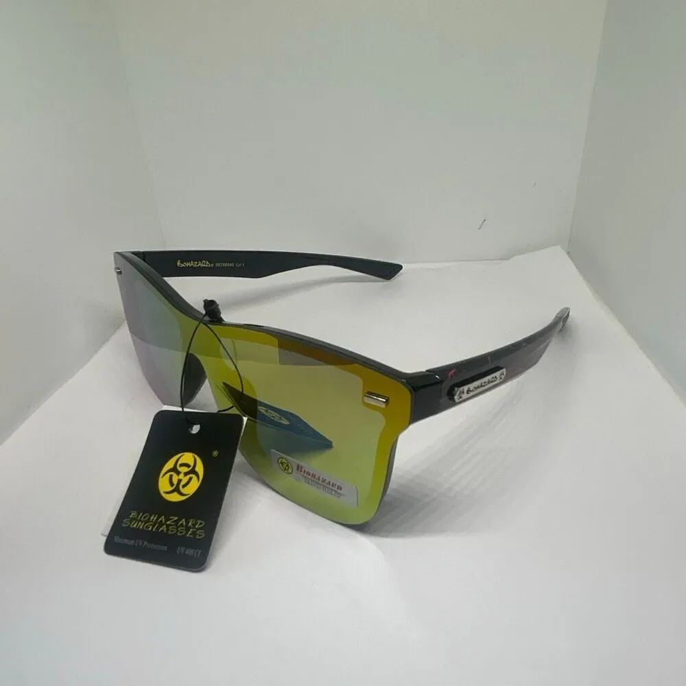 Biohazard Shield Sunglasses UV400 Mirrored Lens Wraparound Unisex